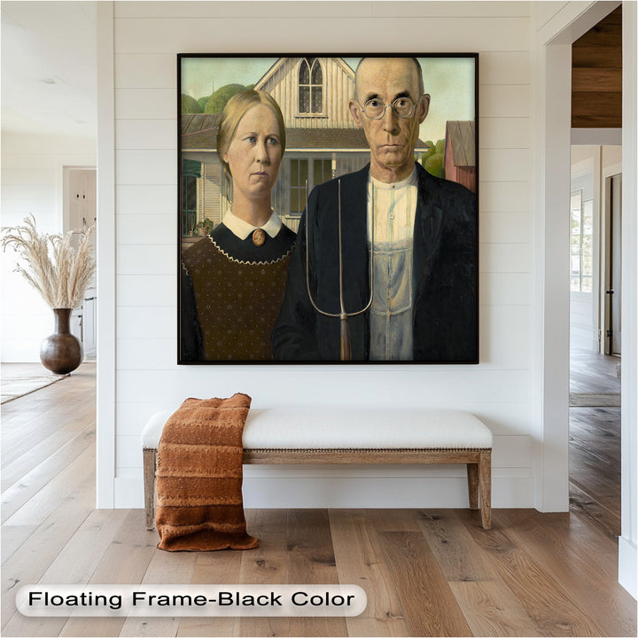 American Gothic – Ikonisches Porträt des Mittleren Westens, historisches Ölgemälde
