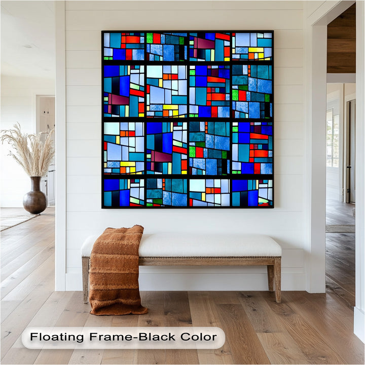 Moderne geometrische Wandkunst – gerahmtes Ölgemälde