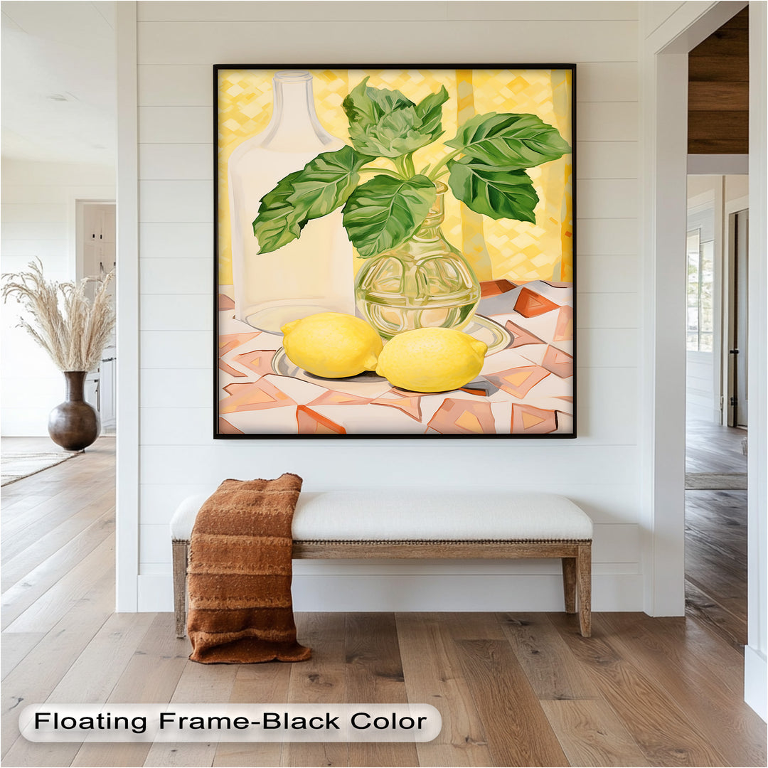 Lemon & Green Leaf Decor - Still Life Oil Painting