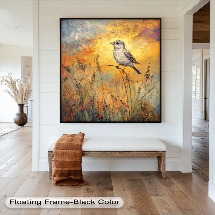 Twilight Songbird – Expressive Bird Oil Painting
