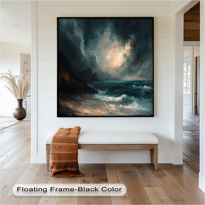 Ocean Wall Art - Stormy Coastline Seascape Oil Painting