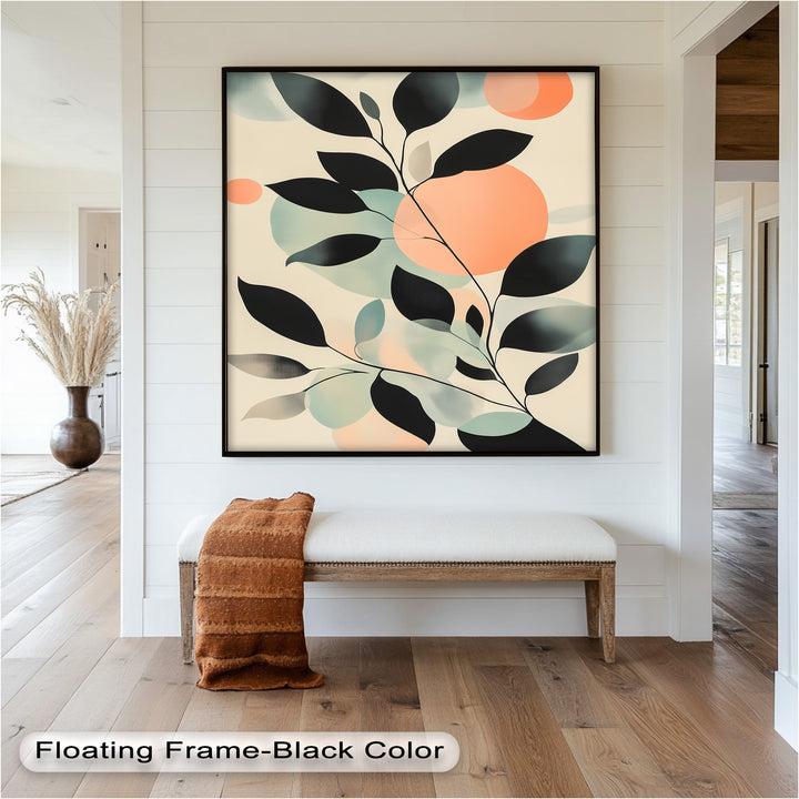 Blush Eclipse – Minimalist Botanical Silhouette Oil Painting