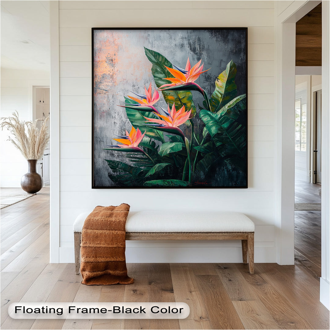 Tropical Flame – Bird of Paradise Botanical Oil Painting