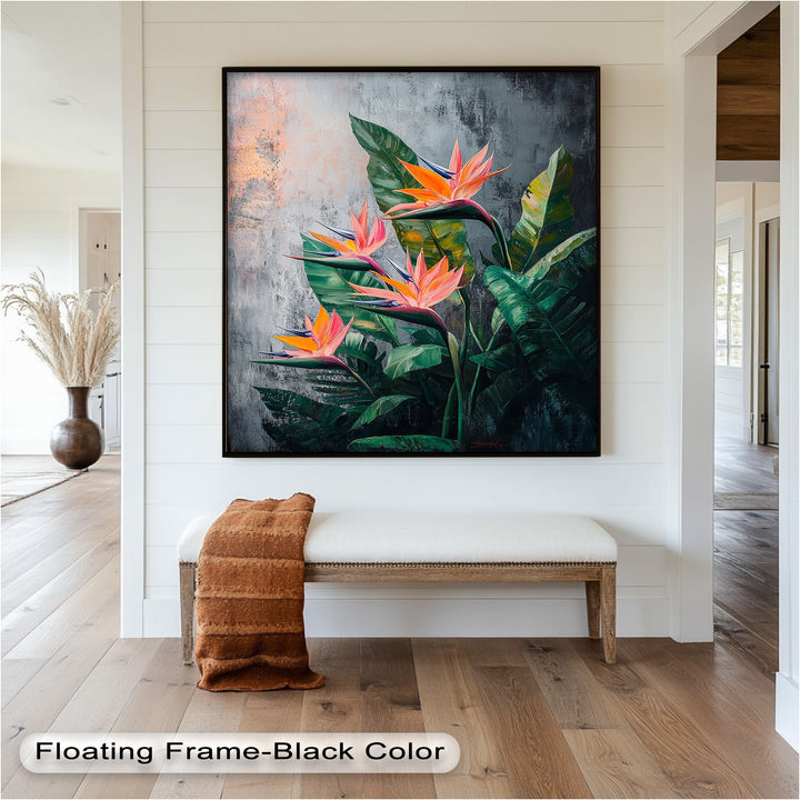 Tropical Flame – Bird of Paradise Botanical Oil Painting
