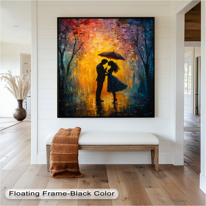 Lovers Under Autumn Glow – Romantic Couple Oil Painting