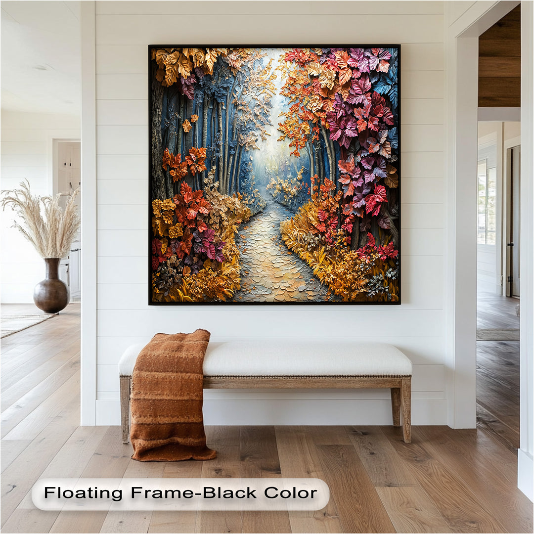 Gerahmte Kunst „Herbstpfad“ – Modernes Waldölgemälde