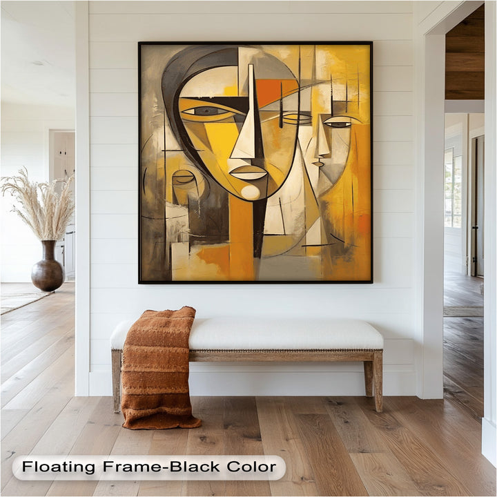 Amber Contours – Abstract Portrait Series in Picasso Oil Painting