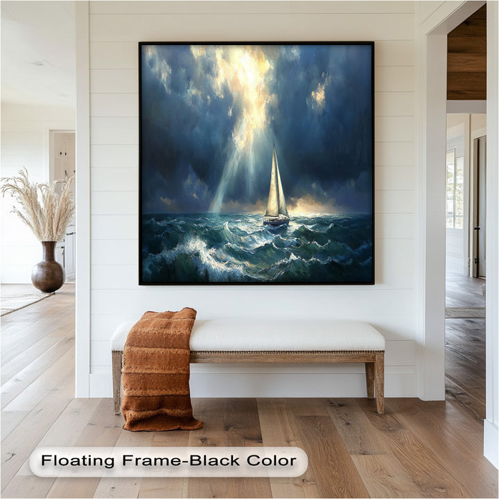 Stormy Horizon – Boat Oil Painting
