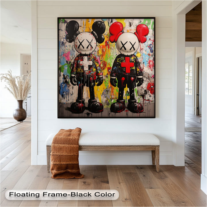 Dual Manifest – Abstraktes Duo KAWS Ölgemälde