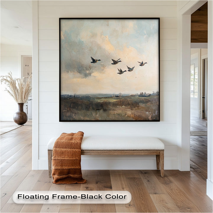 Flight Over the Marshlands – Ducks in Motion Oil Painting