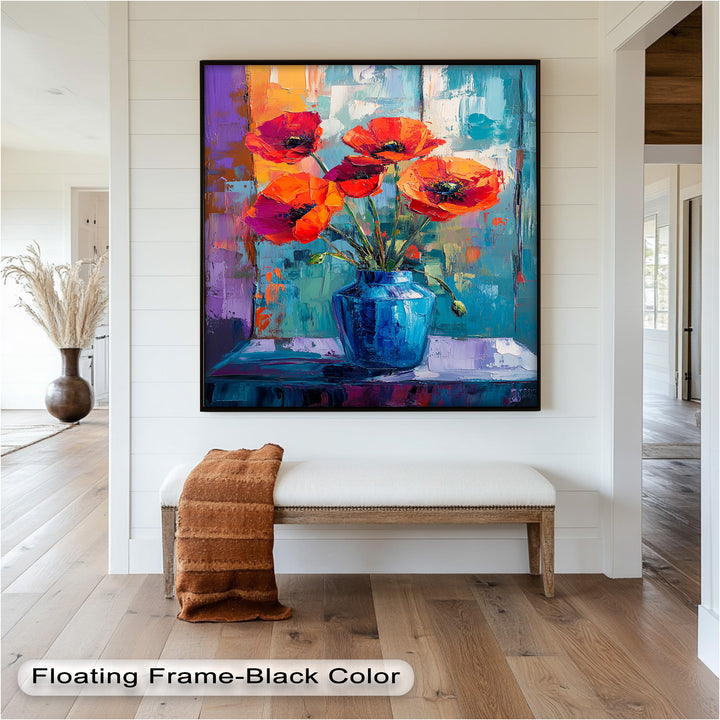 Crimson Blooms – Poppy Flower Oil Painting