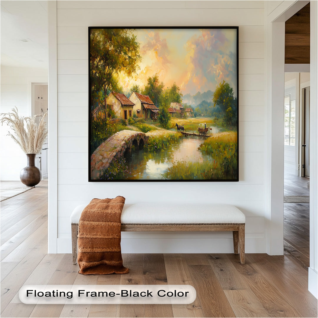 Landscape in Autumn – Serene Countryside Oil Painting