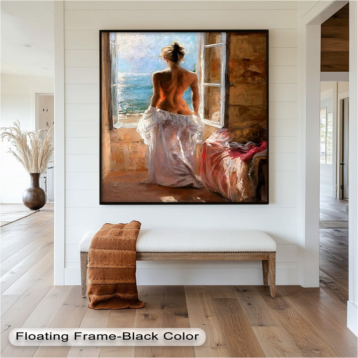 Whispers of the Sea – Romantic Woman by the Ocean Nude Oil Painting