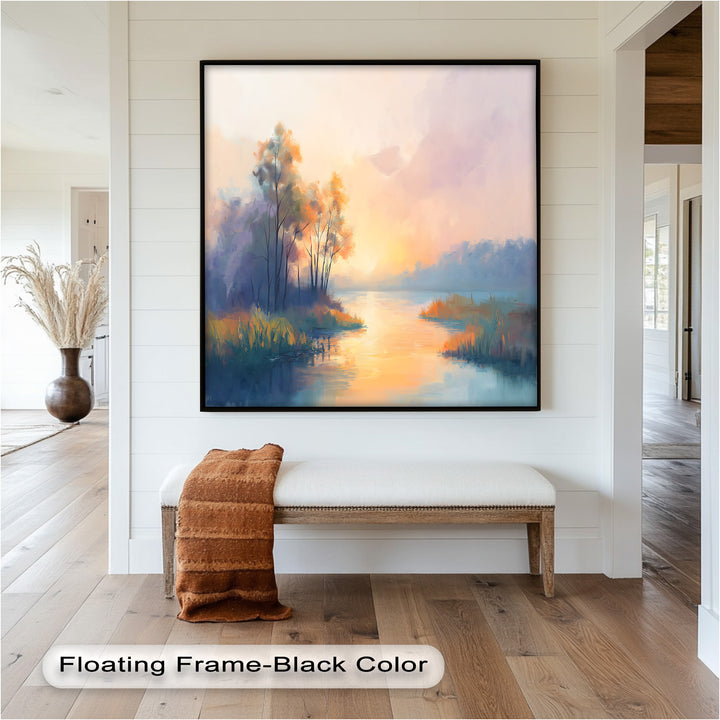 Sunrise on a Cold Morning – Framed Landscape Oil Painting