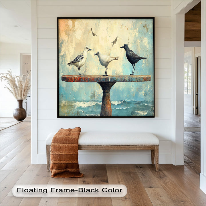 Surreal Birds on Pedestal – Animal Oil Painting