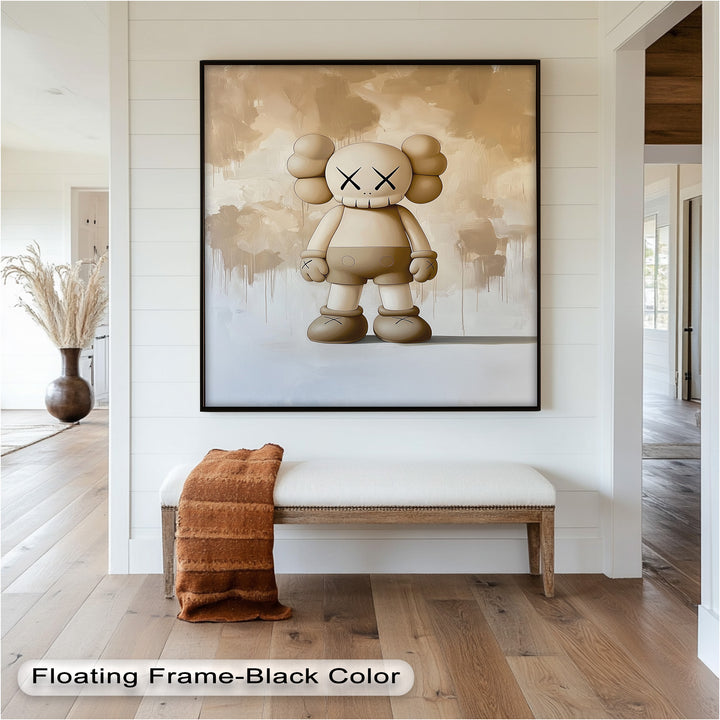 Monochrome Companion – Minimalistisches KAWS-Ölgemälde