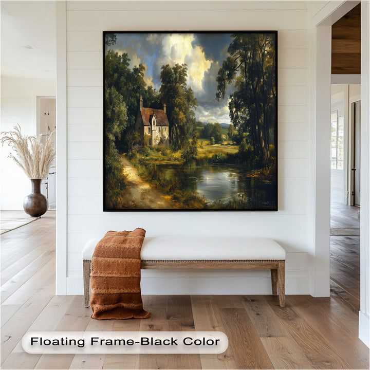 Rustic English Cottage – Charming Countryside Oil Painting