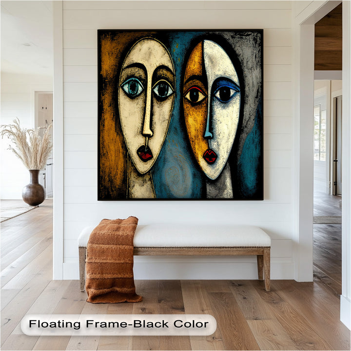 Duality of Gaze – Abstract Expressionist Portrait Picasso Oil Painting