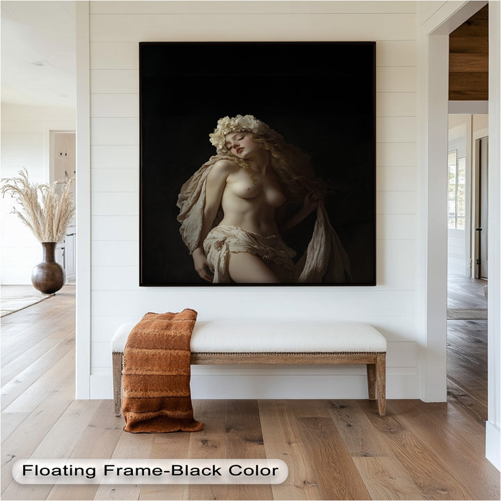 Moonlit Reverie – Classical Nude with Floral Crown Oil Painting
