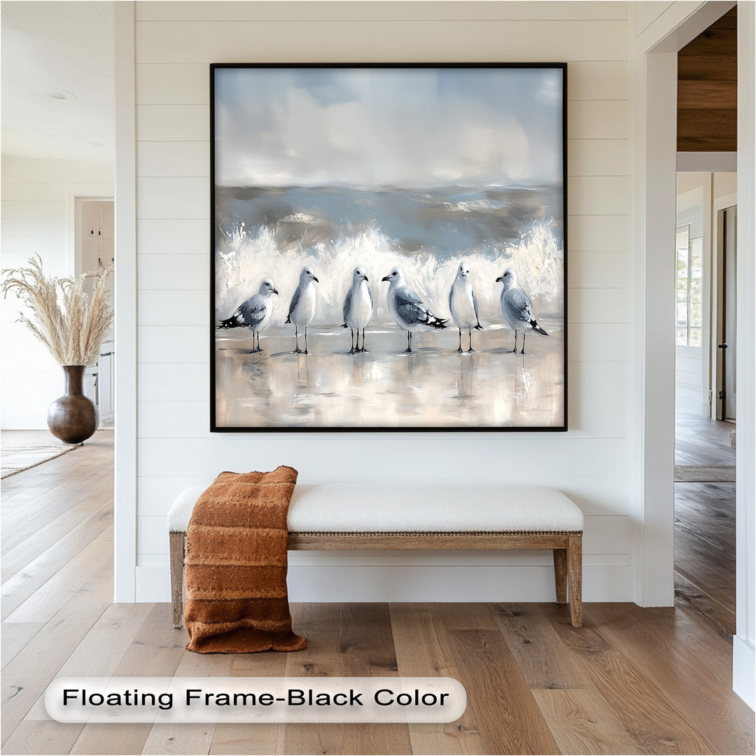 Seagulls and Surf – Bird Oil Painting