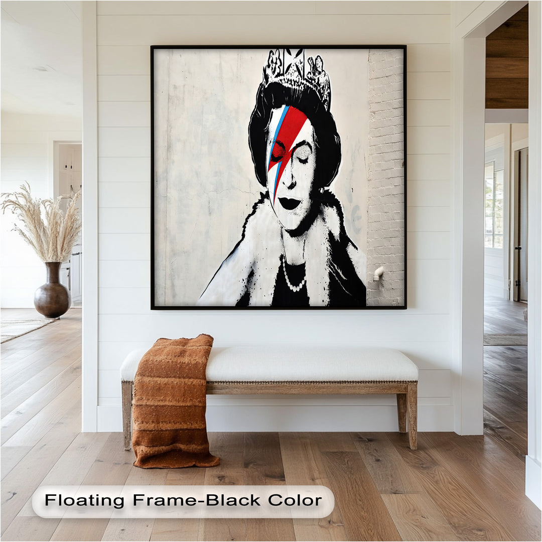 Royal Rebellion – Queen with Bowie Bolt Banksy Oil Painting