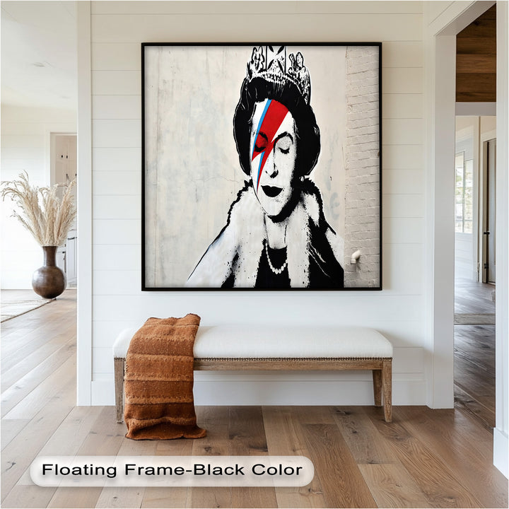 Royal Rebellion – Queen with Bowie Bolt Banksy Oil Painting
