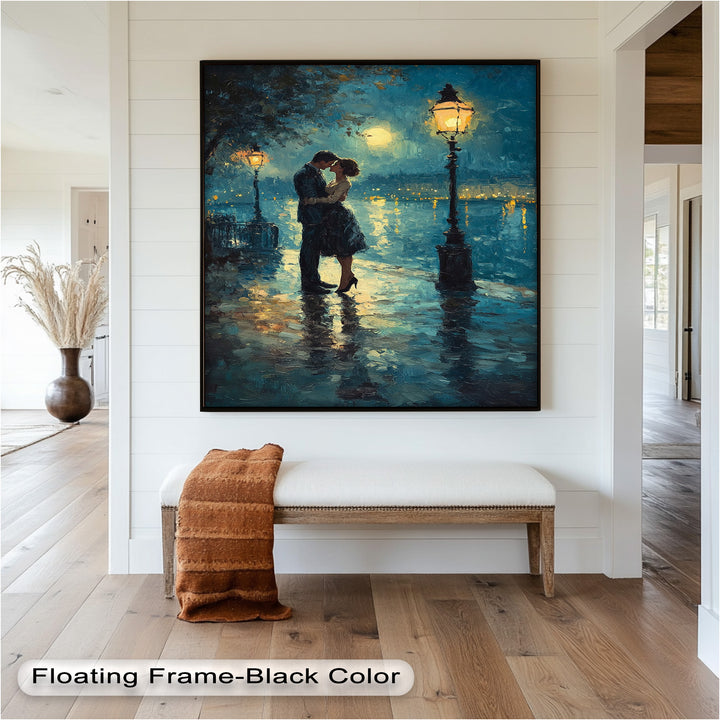 Romantic Couple Under Moonlight - Love Oil Painting