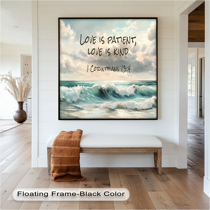 Biblical-themed coastal scene reflecting the depth of love and faith.
