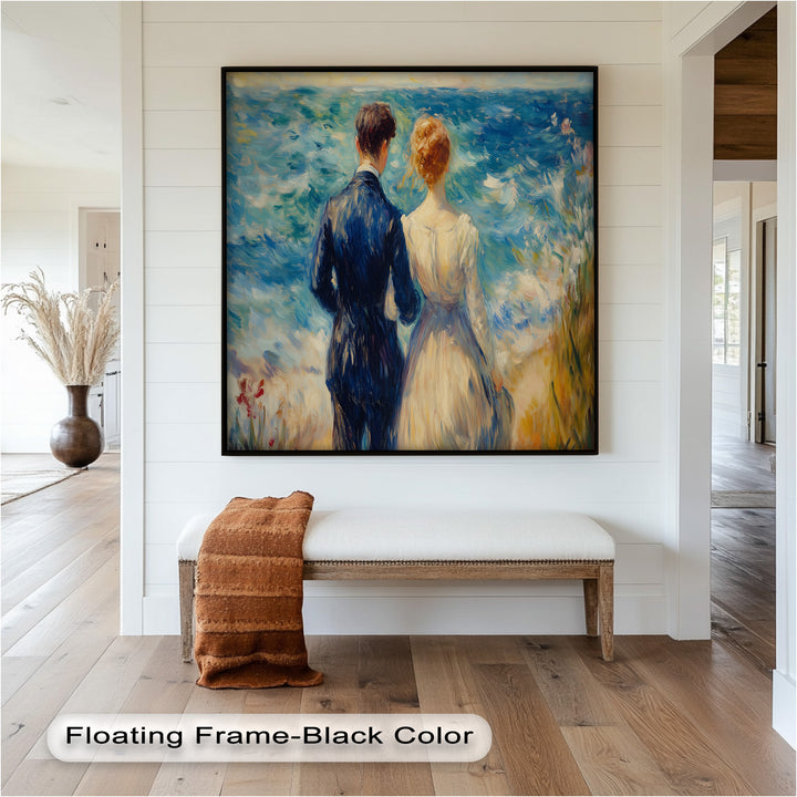 Lovers by the Sea – Romantic Impressionist Oil Painting