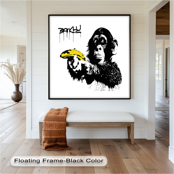Monkey with Banana Gun – Satirical Banksy Oil Painting