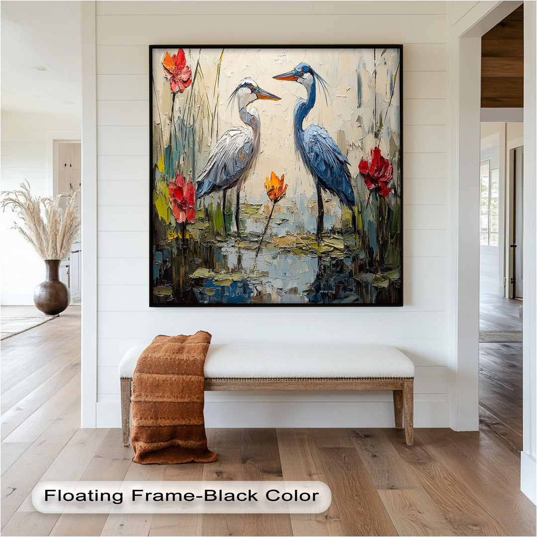 Pair of Herons – Animal Oil Painting