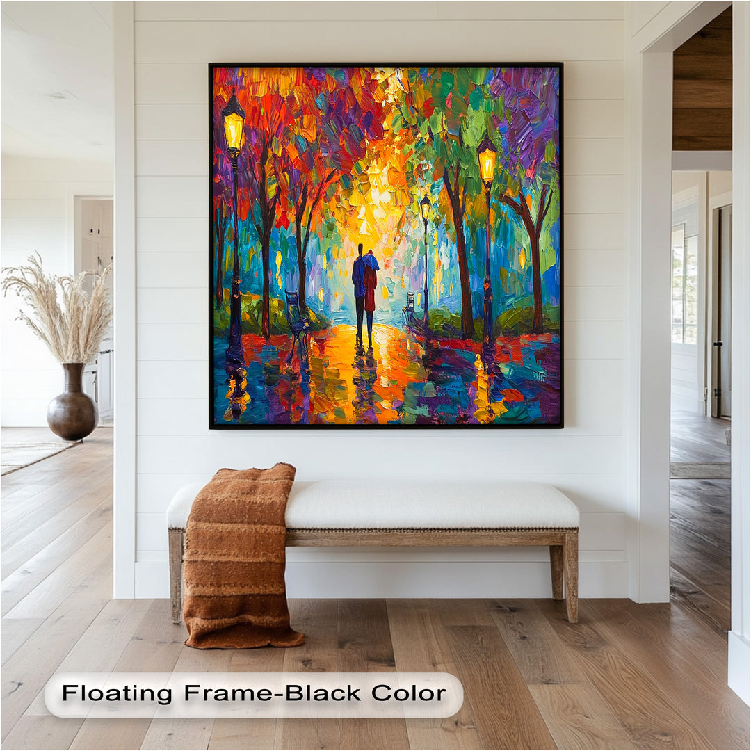 Autumn Radiance – Lovers Under the Colorful Canopy Love Oil Painting