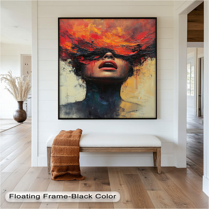 Inferno Within – Fiery Emotional Expression Abstract Oil Painting