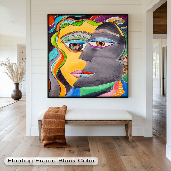 Dual Visions – Vibrant Abstract Faces Picasso Oil Painting
