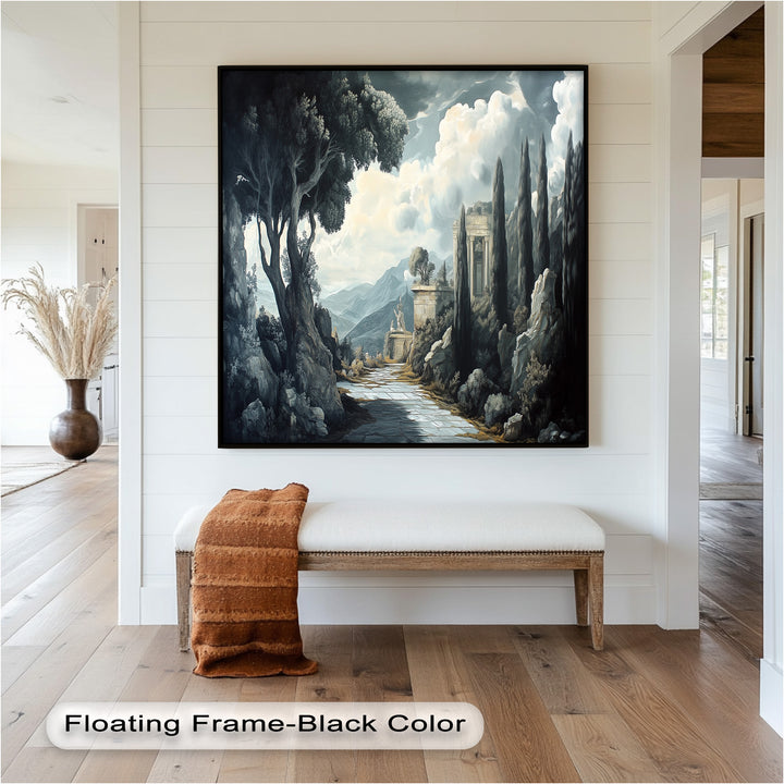 Ancient Pathway to the Temple – Dramatic Classical Landscape Oil Painting