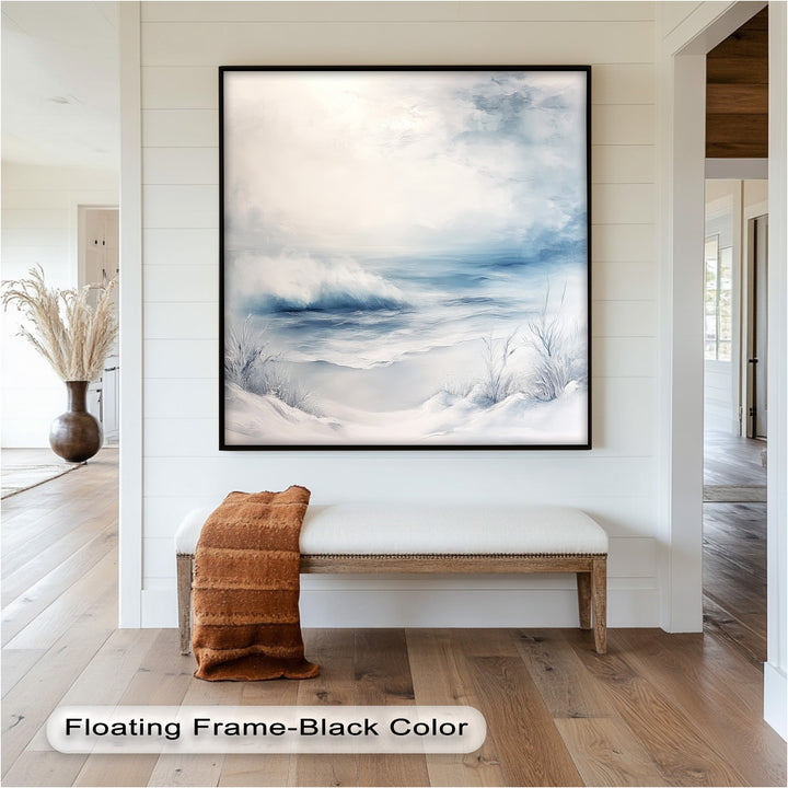 Coastal Wall Art - Snowy Beach Seascape Oil Painting