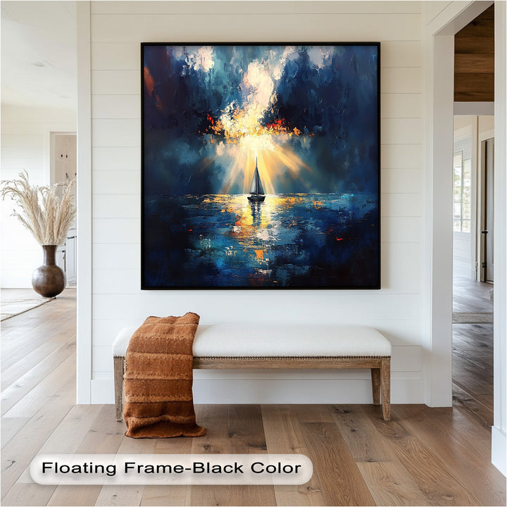 Radiant Horizon – Sailboat at Sunset Oil Painting