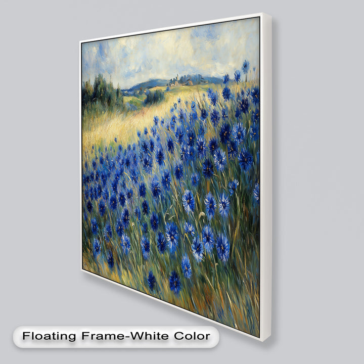 Golden Fields and Blue Cornflowers – Impressionist Meadow Scene Oil Painting
