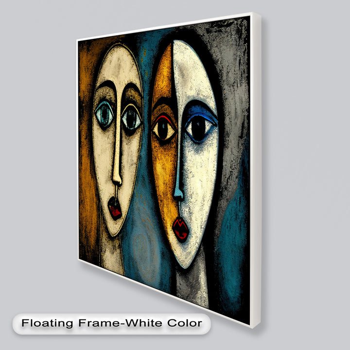 Duality of Gaze – Abstract Expressionist Portrait Picasso Oil Painting