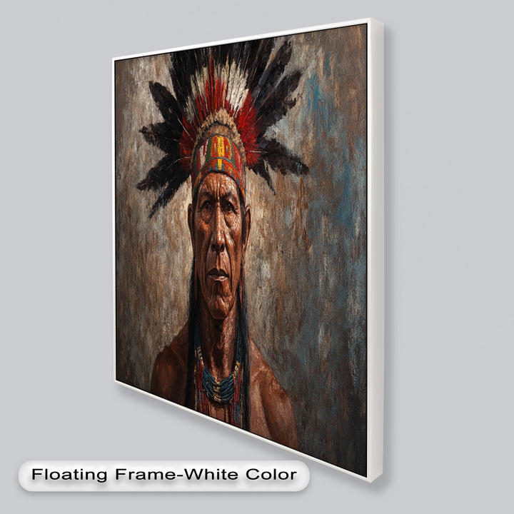 Echo of the Ancestors – Native Warrior Portrait Oil Painting