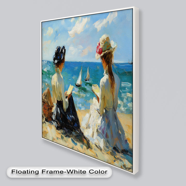 Seaside Serenity with Sailboats – Impressionist Oil Painting