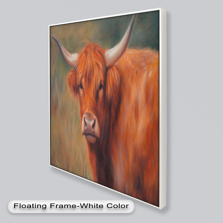 Highland Cow Oil Painting – Warm Animal Wall Art