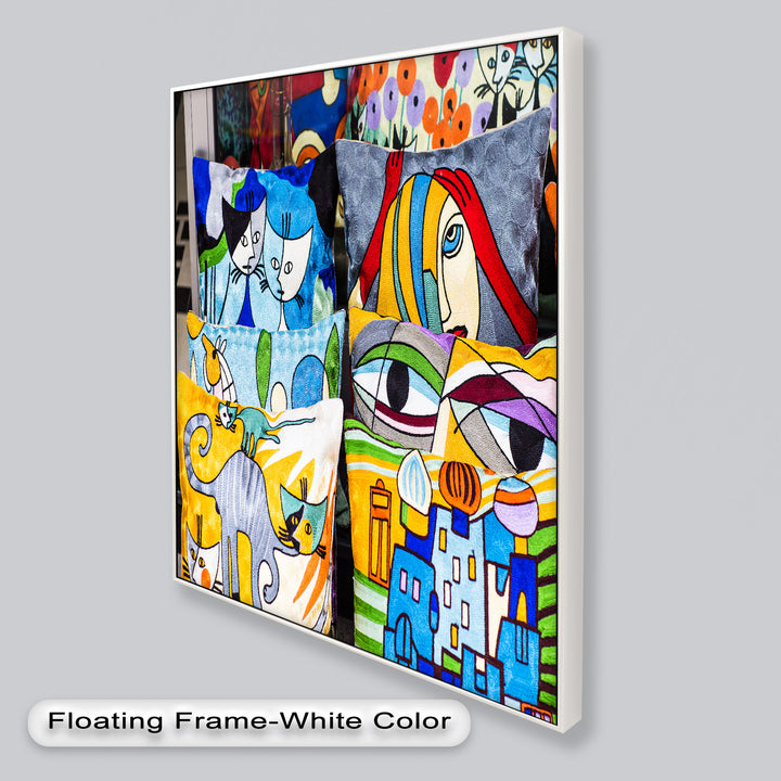Colorful Cubist Cat & Face Pillows – Picasso Oil Painting