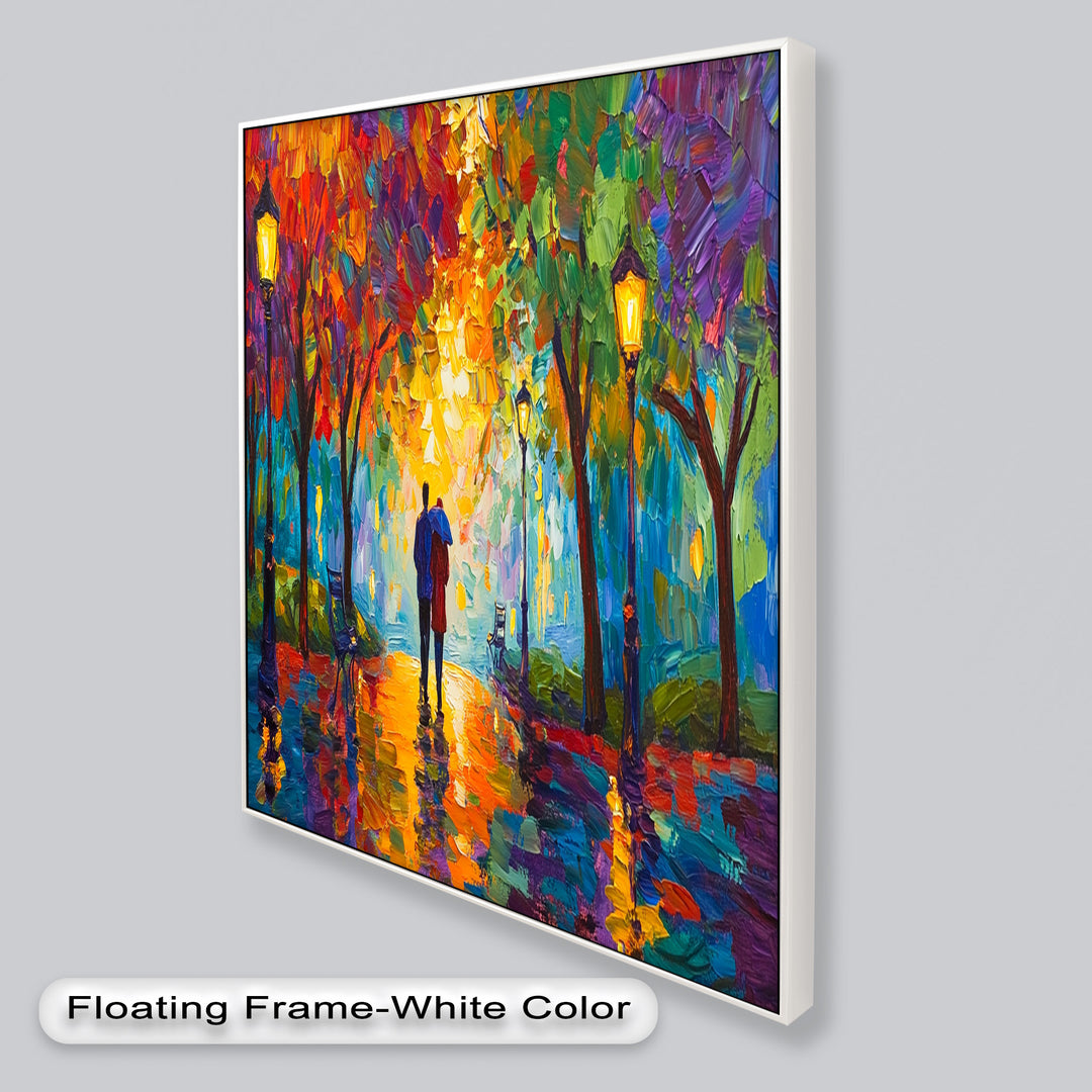 Autumn Radiance – Lovers Under the Colorful Canopy Love Oil Painting