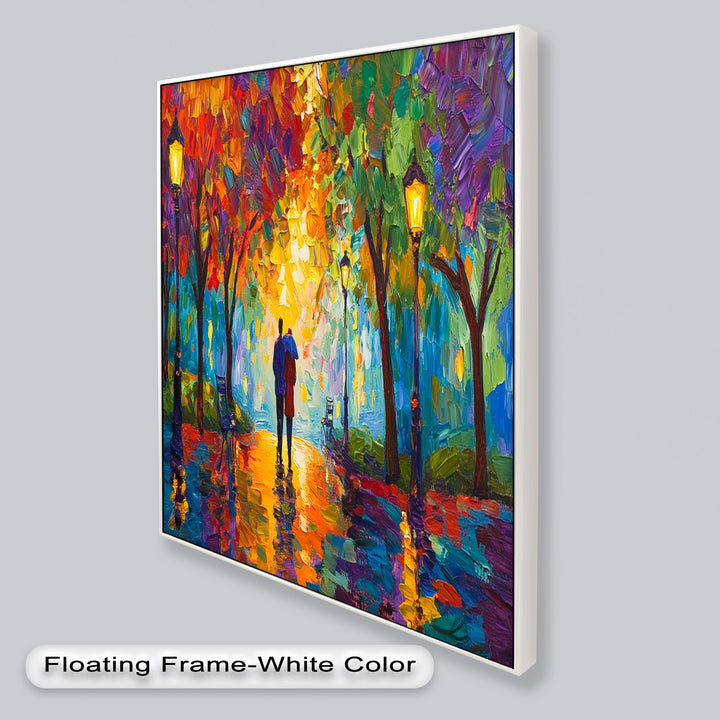 Autumn Radiance – Lovers Under the Colorful Canopy Love Oil Painting