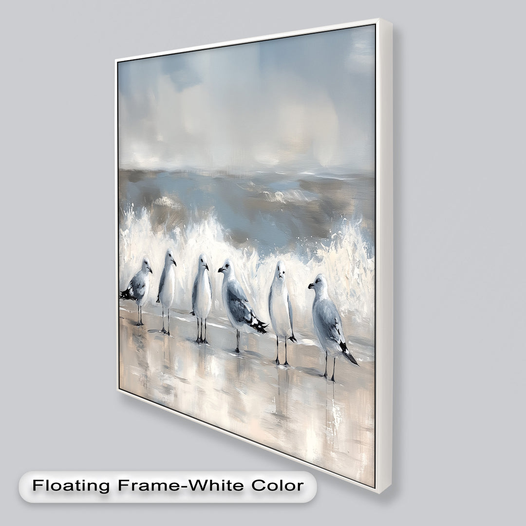Seagulls and Surf – Bird Oil Painting