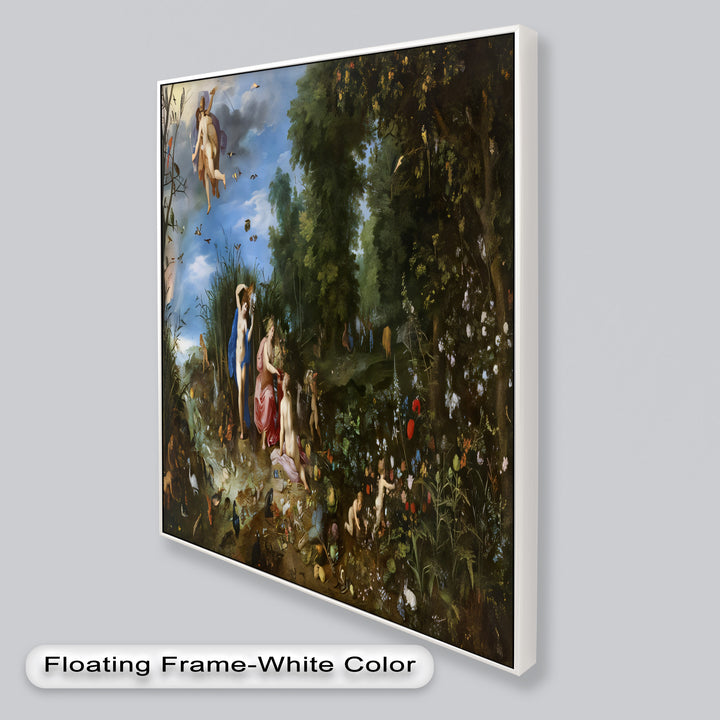The Garden of Earthly Light – Mythological Forest Scene Oil Painting