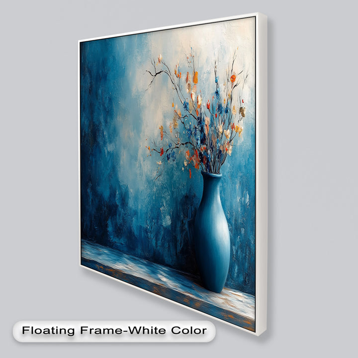 Blue Harmony Vase – Contemporary Floral Arrangement Flower Oil Painting