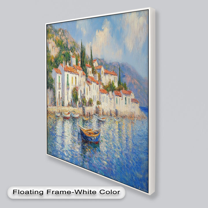 Sunlit Mediterranean Village – Coastal Impressionist Oil Painting