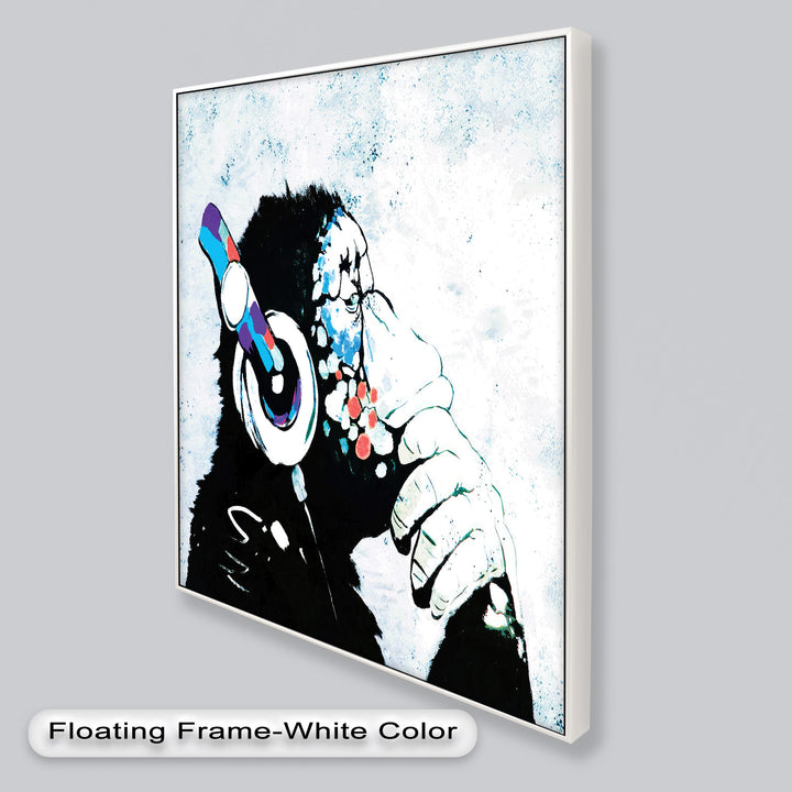 Contemplative Chimp with Headphone – Banksy Oil Painting